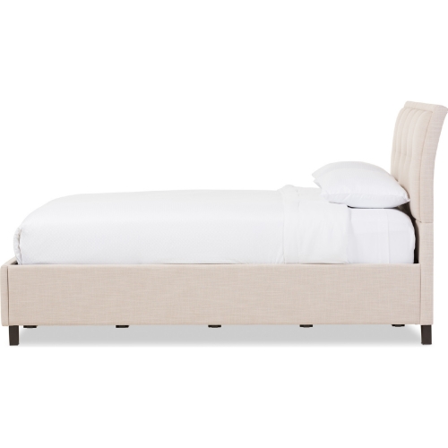 Lea Queen Storage Platform Bed in Beige Fabric